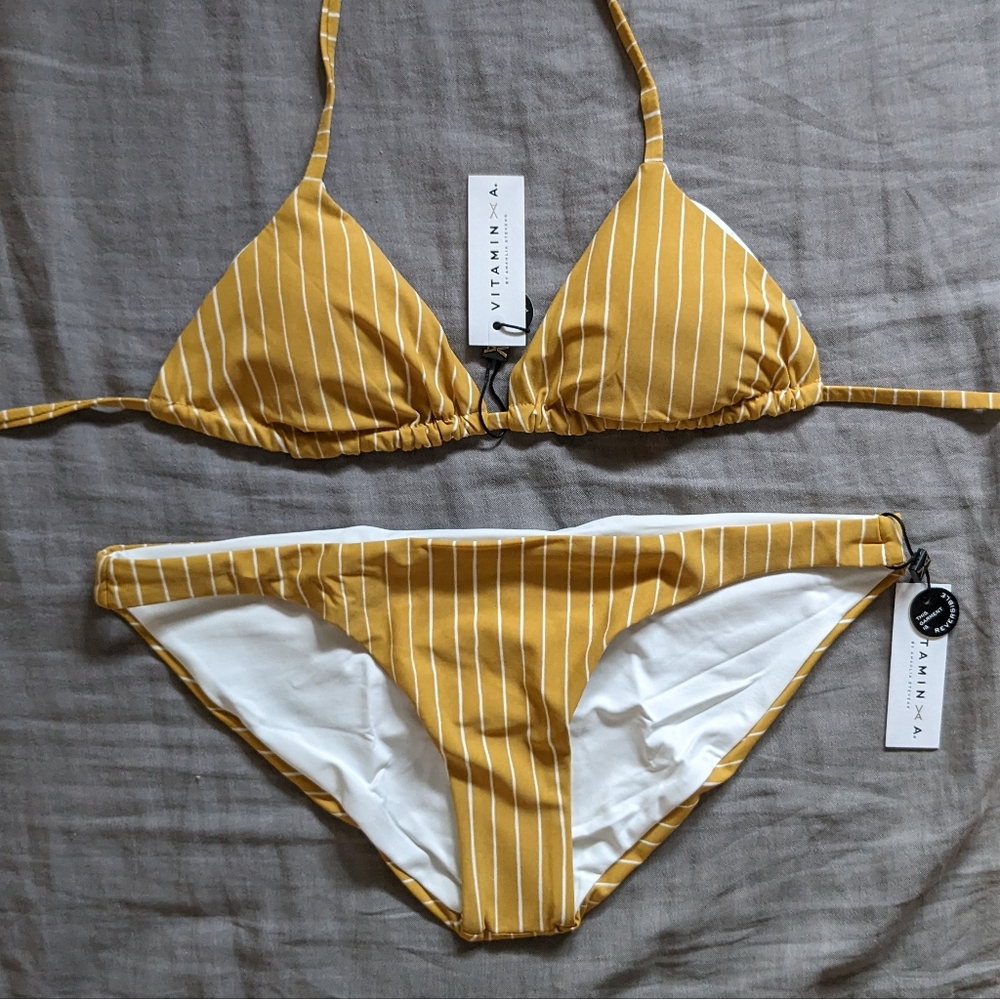 Vitamin A Gia Luciana Bikini Set Dorada Stripe Yellow